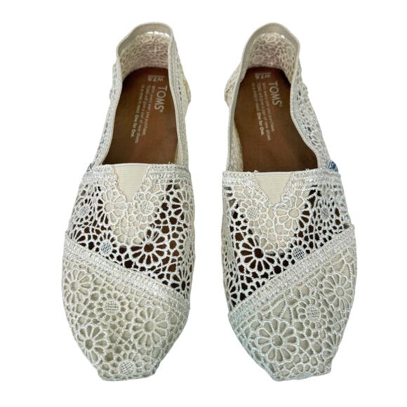 TOMS Alpargata Moroccan Natural Crochet Slip-On Shoes Women's Sz 7.5 - Picture 1 of 9